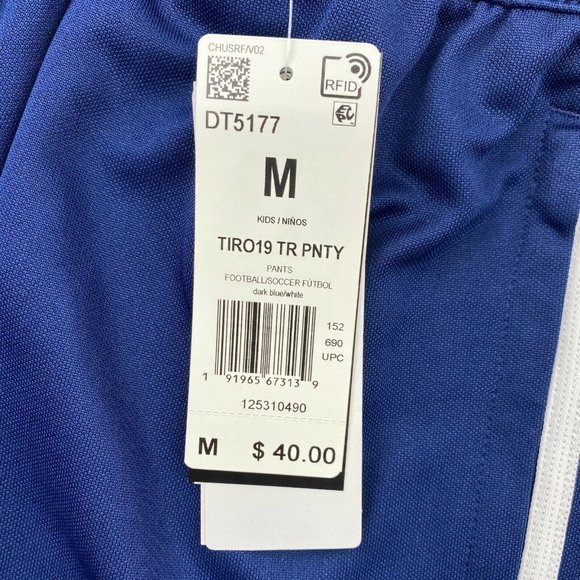 Adidas Boy's Tiro 19 Training Pants Navy Blue/White Side Stripe DT5177 sz M/8-10 - Picture 5 of 11